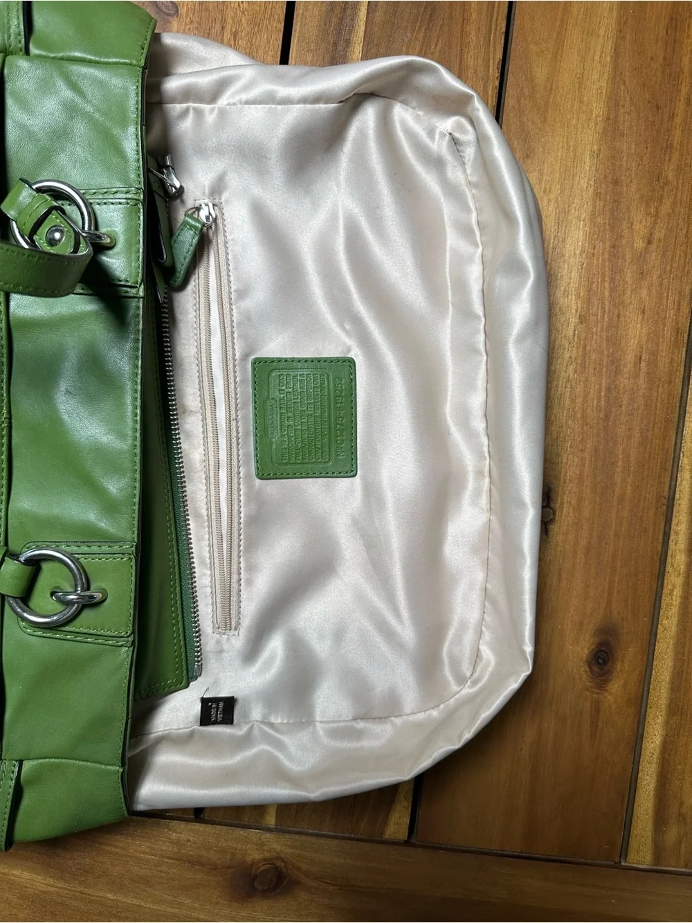 Coach Green Leather Gallery Shoulder Tote with Silver Hardware